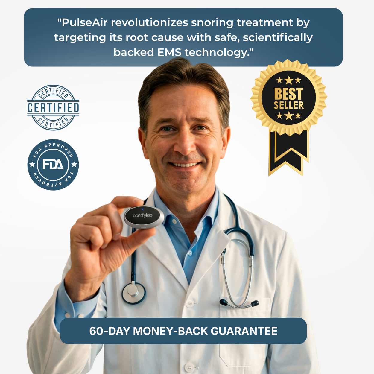 Comfylab PulseAir | Smart Anti-Snoring Neurostimulation Device